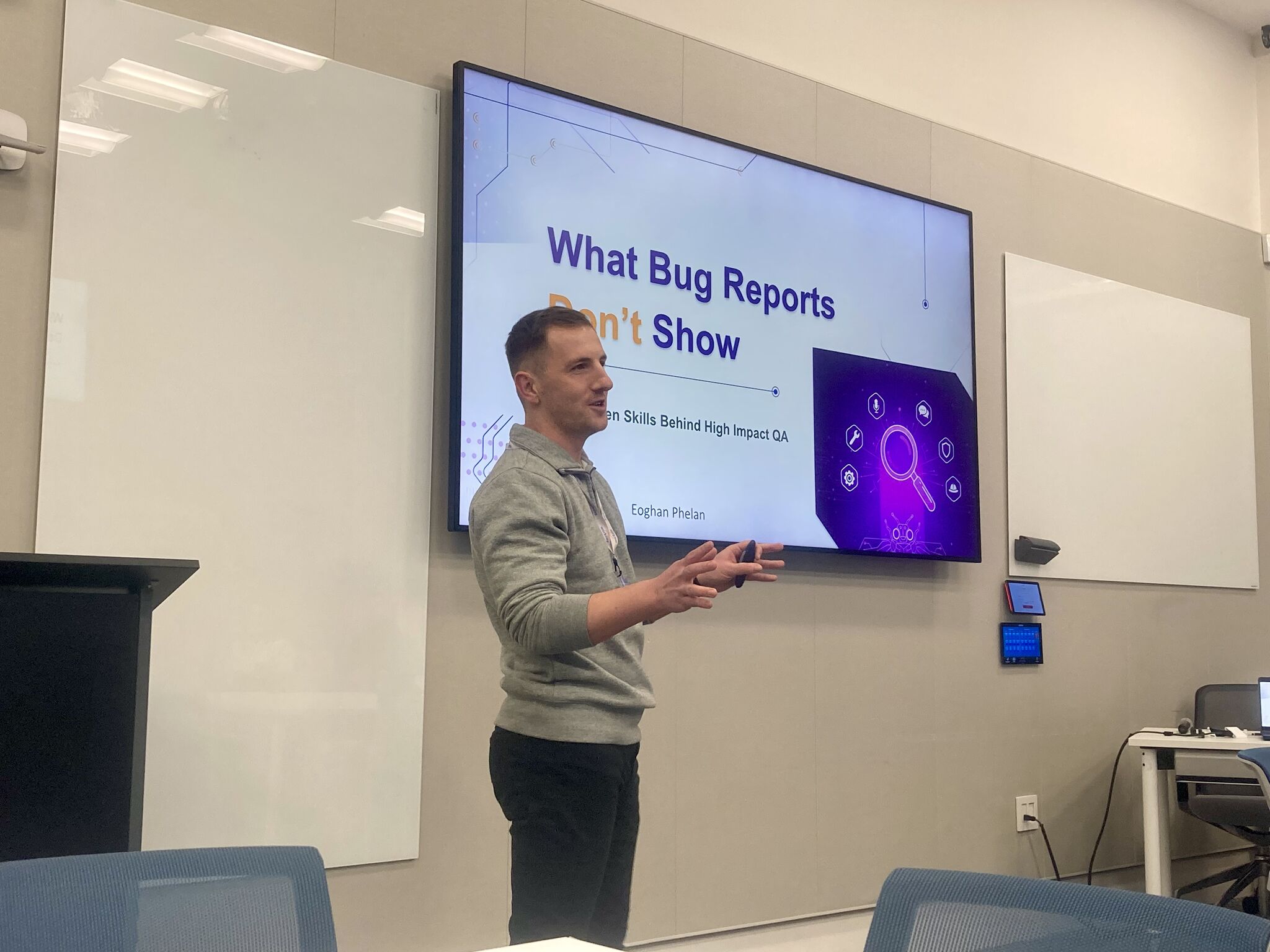 Eoghan Phelan presenting on Software Quality